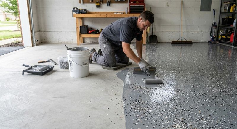 Speckled Garage Floor Painting in Frederick, MD